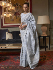Women's  Blend Turquoise Woven Design Designer Saree With Blouse Piece-KAFREN290001