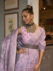 Women's  Blend Mauve Woven Design Designer Saree With Blouse Piece-KAFREN290006