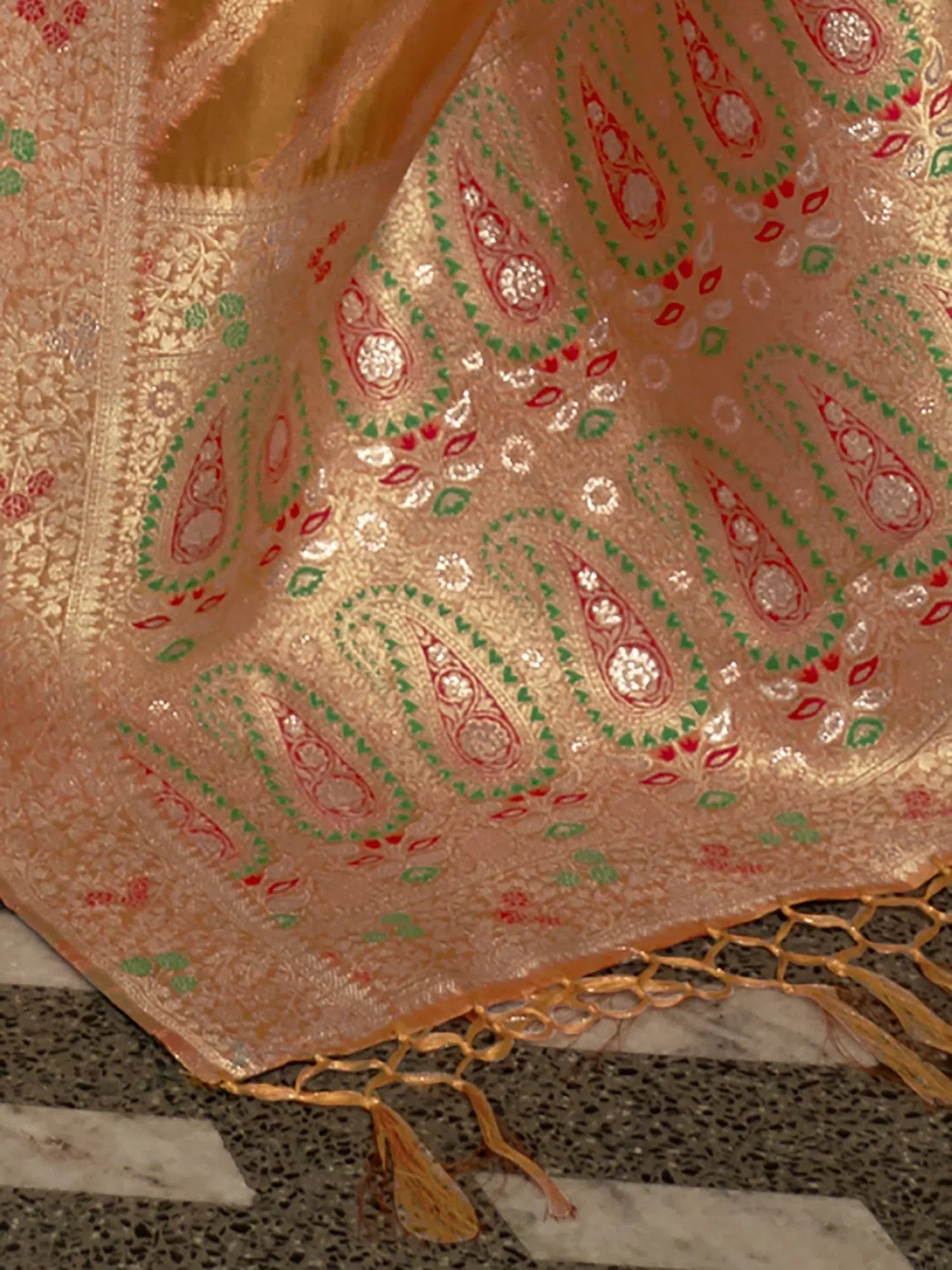 Orange Organza Saree - Designer Indian Wedding Sarees