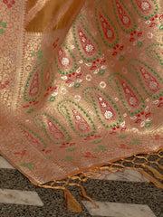 Women's Organza Orange Woven Design Designer Saree With Blouse Piece-KAHANA279004