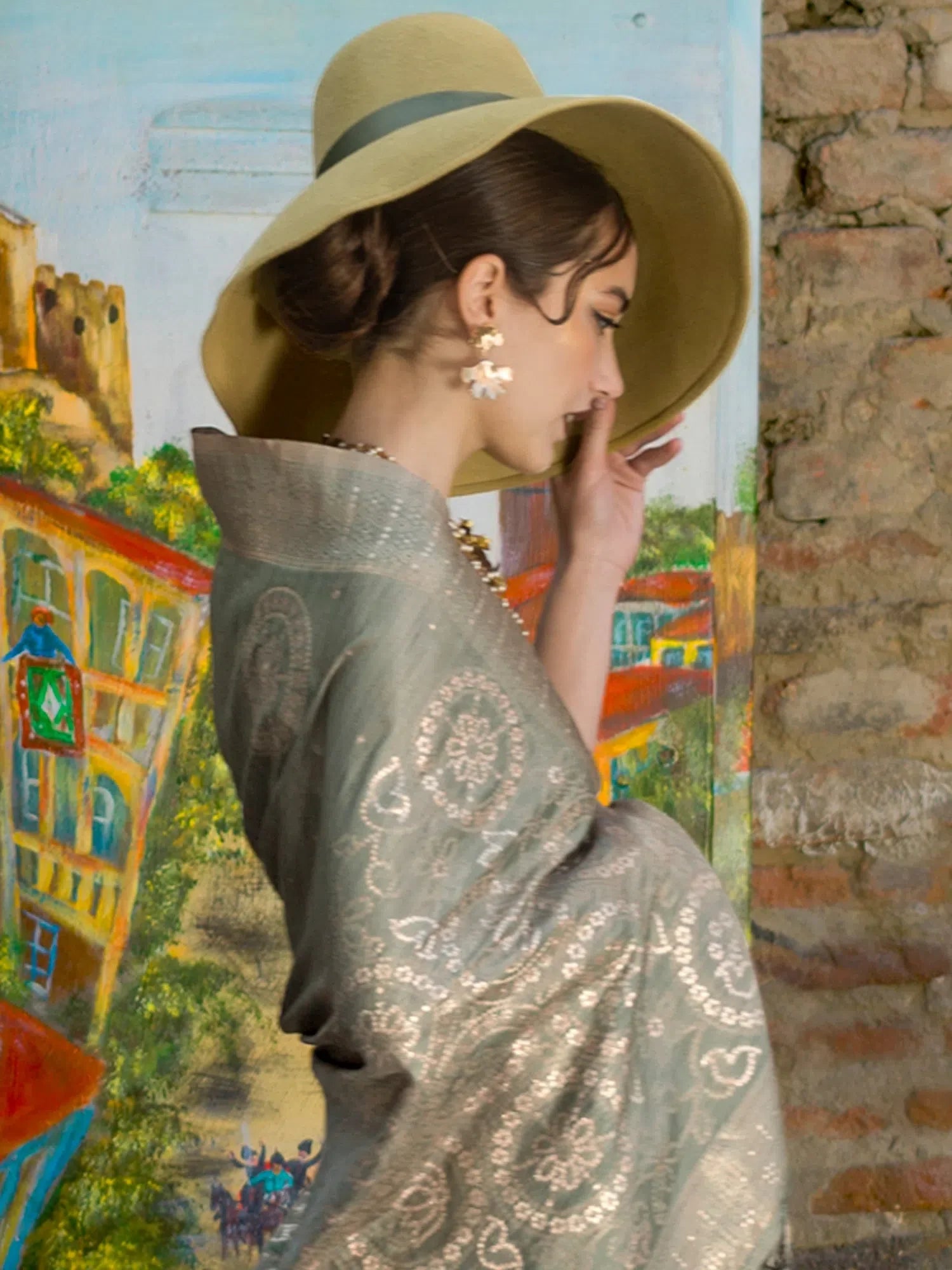 Olive Green Designer Saree | Indian Sari Collection