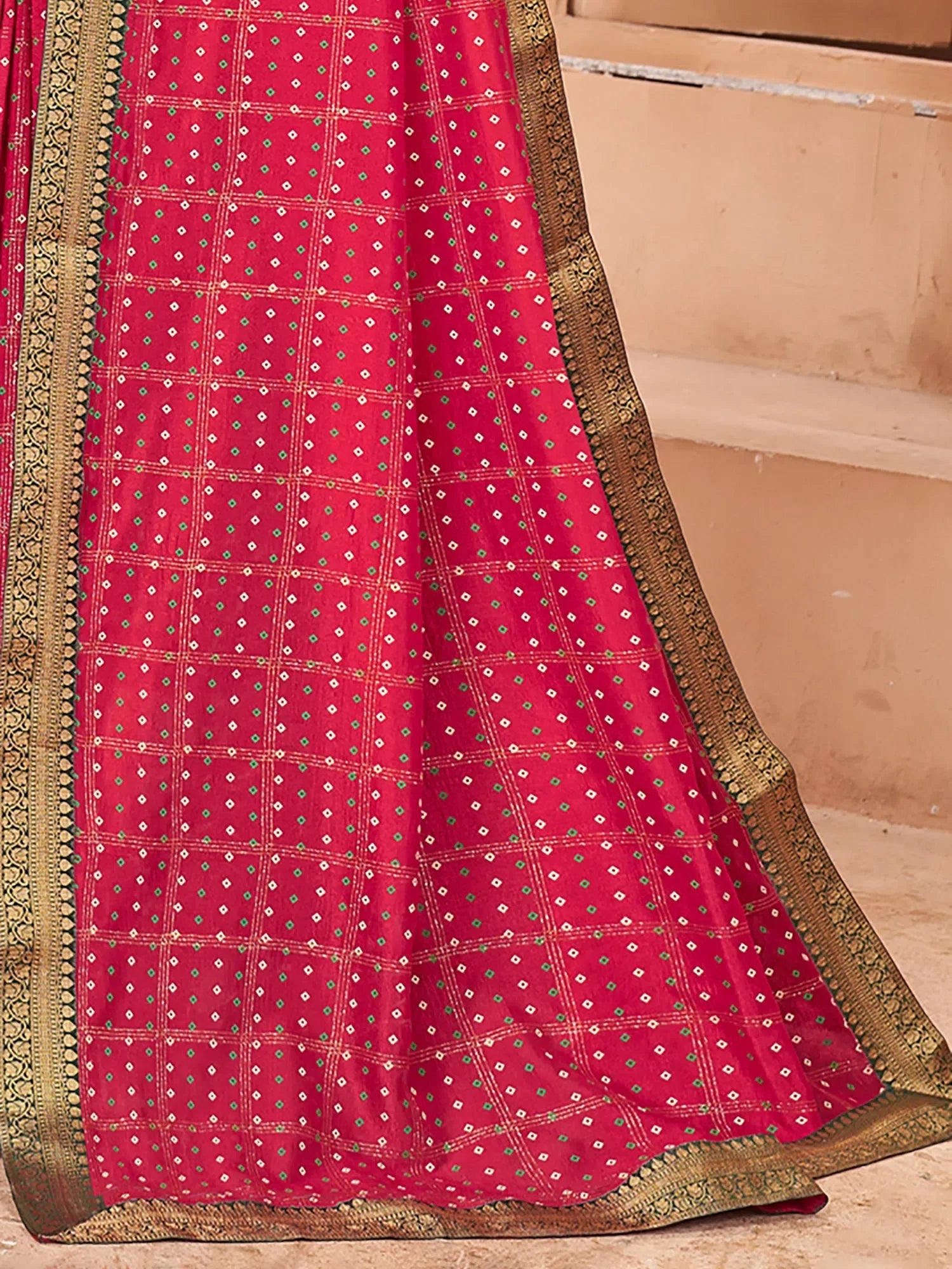 Pink Embellished Indian Sari | Exclusive Designer Polyester Saree