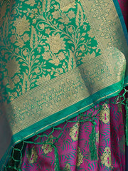Women's Blend Purple Woven Design Designer Saree With Blouse Piece-KALKA303005