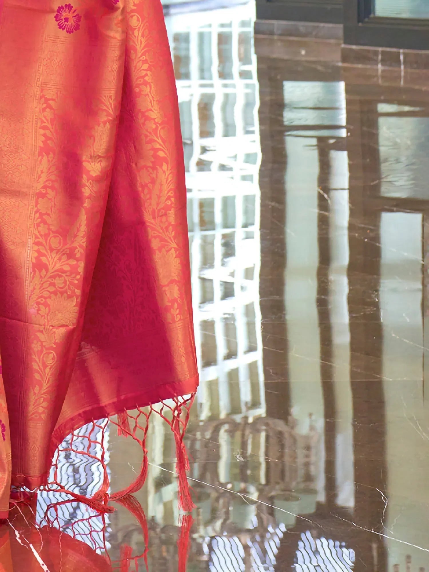Pink Festive Woven Polyester Saree with Blouse | Designer Indian Sarees