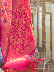 Women's  Blend Magenta Woven Design Designer Saree With Blouse Piece-KALKA303006