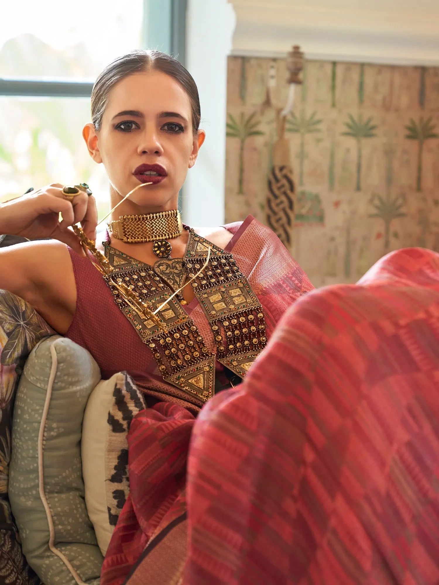 Organza Rust Saree - Designer Sarees India
