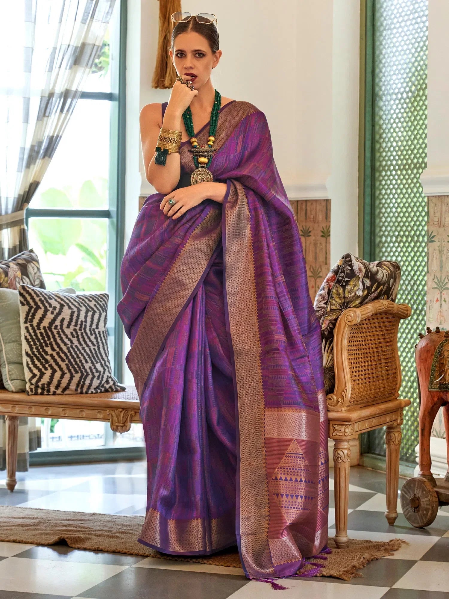 Purple Organza Saree | Designer Sarees India