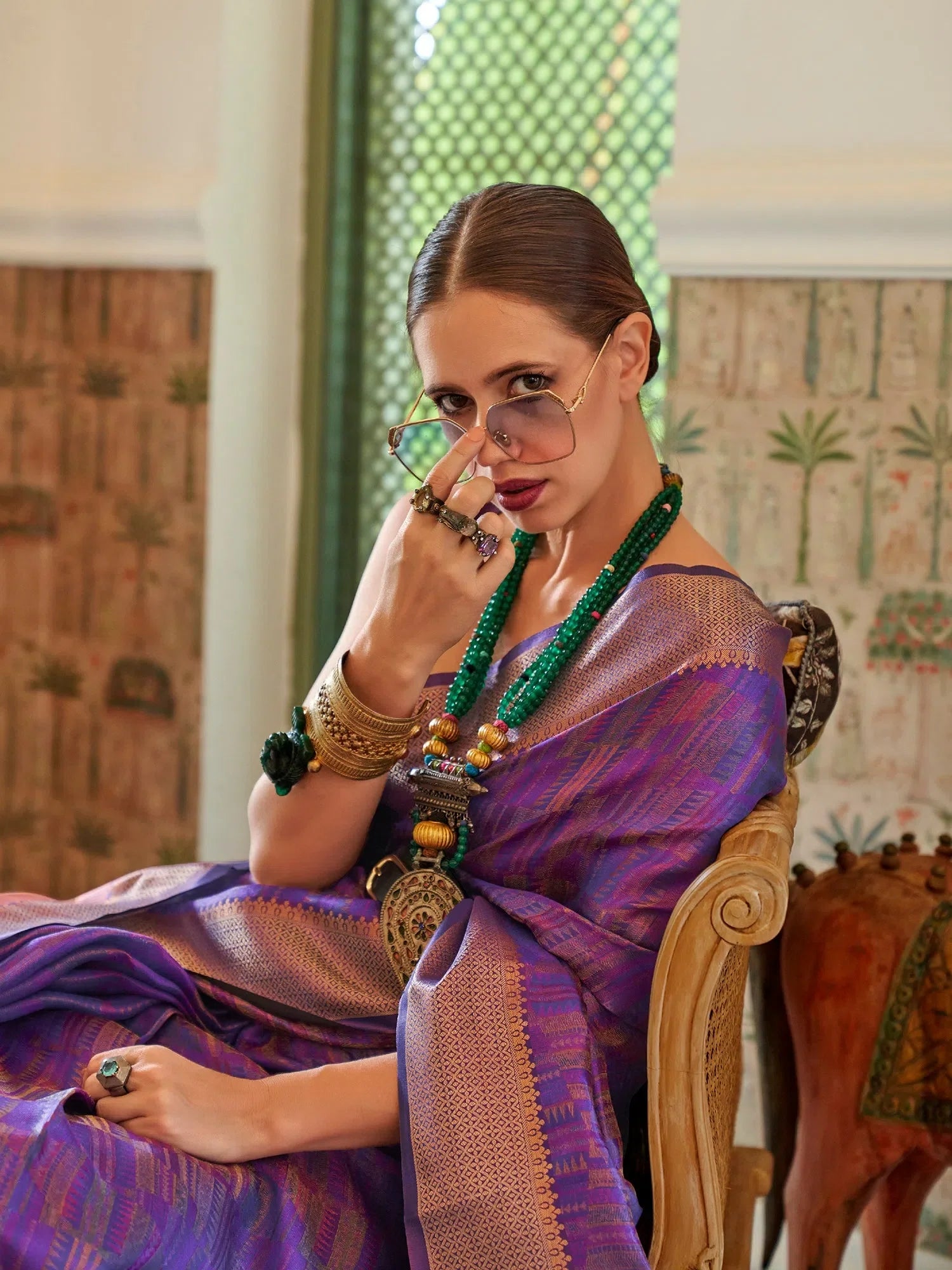 Purple Organza Saree | Designer Sarees India