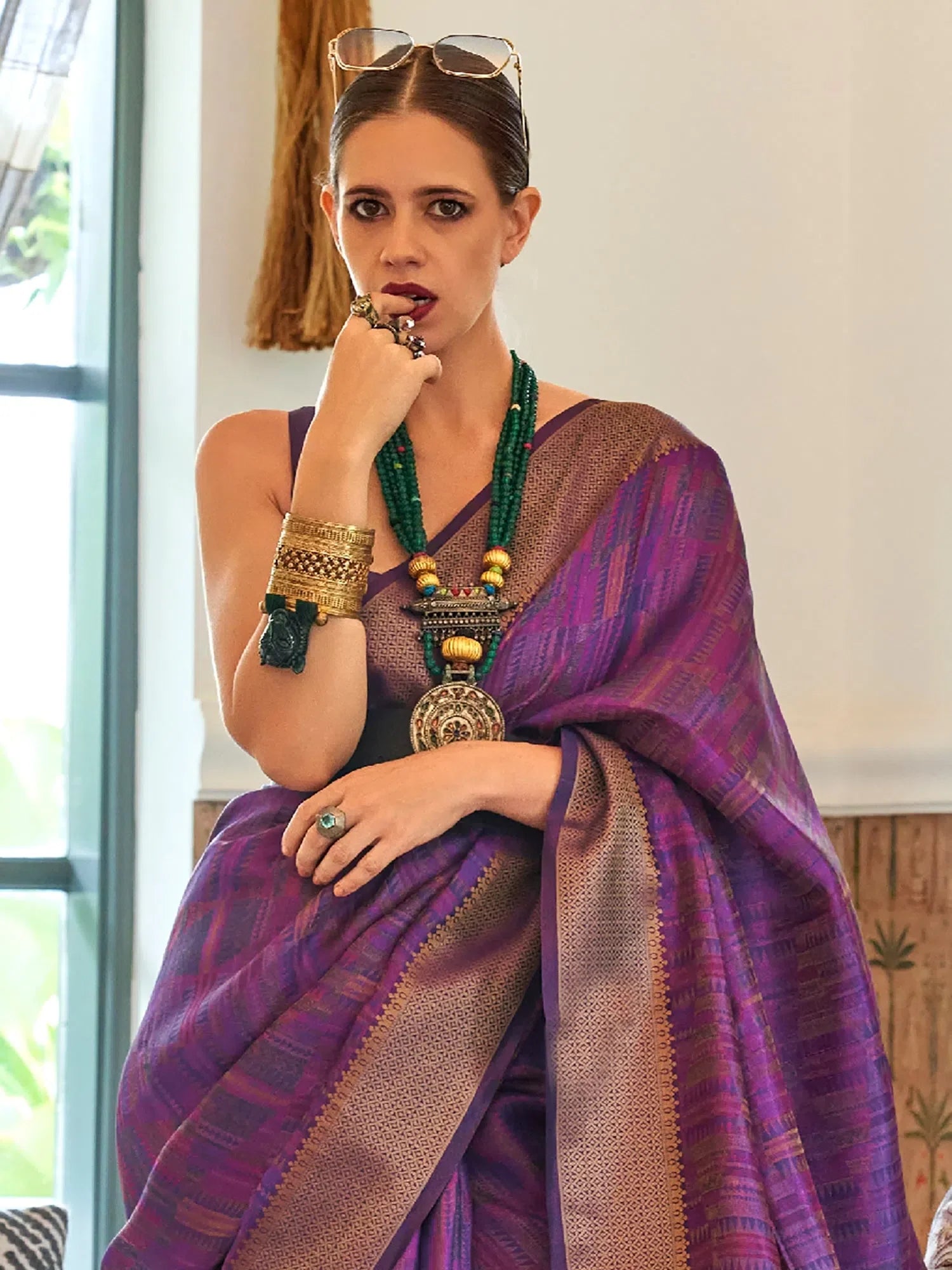 Purple Organza Saree | Designer Sarees India