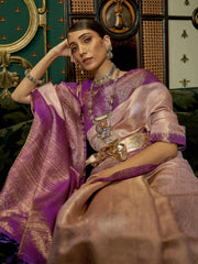 Women's Blend Pink Woven Design Designer Saree With Blouse Piece-KANISKA289006