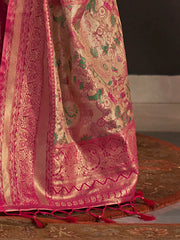 Women's  Blend Pink Woven Design Designer Saree With Blouse Piece-KANWAL320004