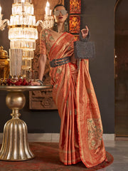 Women's Blend Pink Woven Design Designer Saree With Blouse Piece-KANYATHA301004