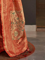 Women's Blend Pink Woven Design Designer Saree With Blouse Piece-KANYATHA301004