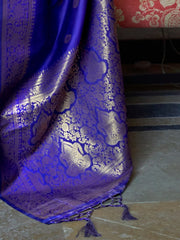 Women's Blend Blue Woven Design Designer Saree With Blouse Piece-KANYATHA301002
