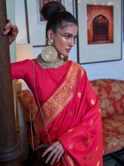 Women's  Blend Pink Woven Design Designer Saree With Blouse Piece-KANYATHA301004