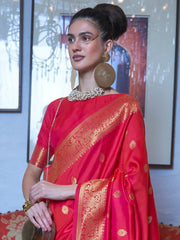 Women's  Blend Pink Woven Design Designer Saree With Blouse Piece-KANYATHA301004