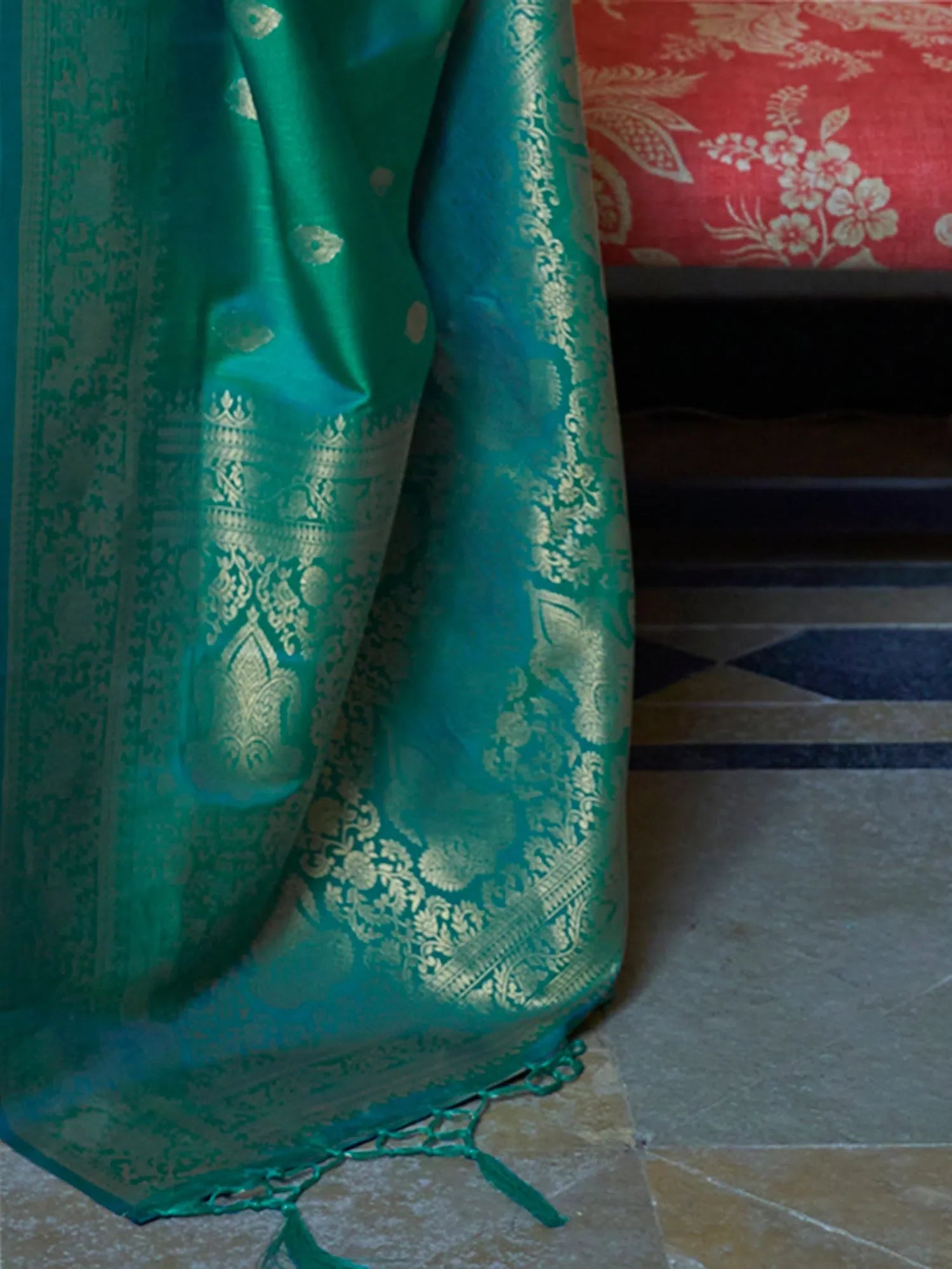 Sea Green Designer Saree - Indian Sari & Blouse