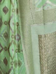 Women's Pure Linen Light Green Woven Design Designer Saree With Blouse Piece-KAPAS300008