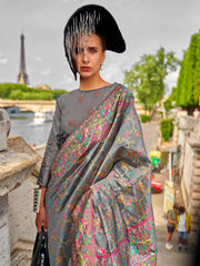 Women's Organza Grey Woven Design Designer Saree With Blouse Piece-KARSI346004