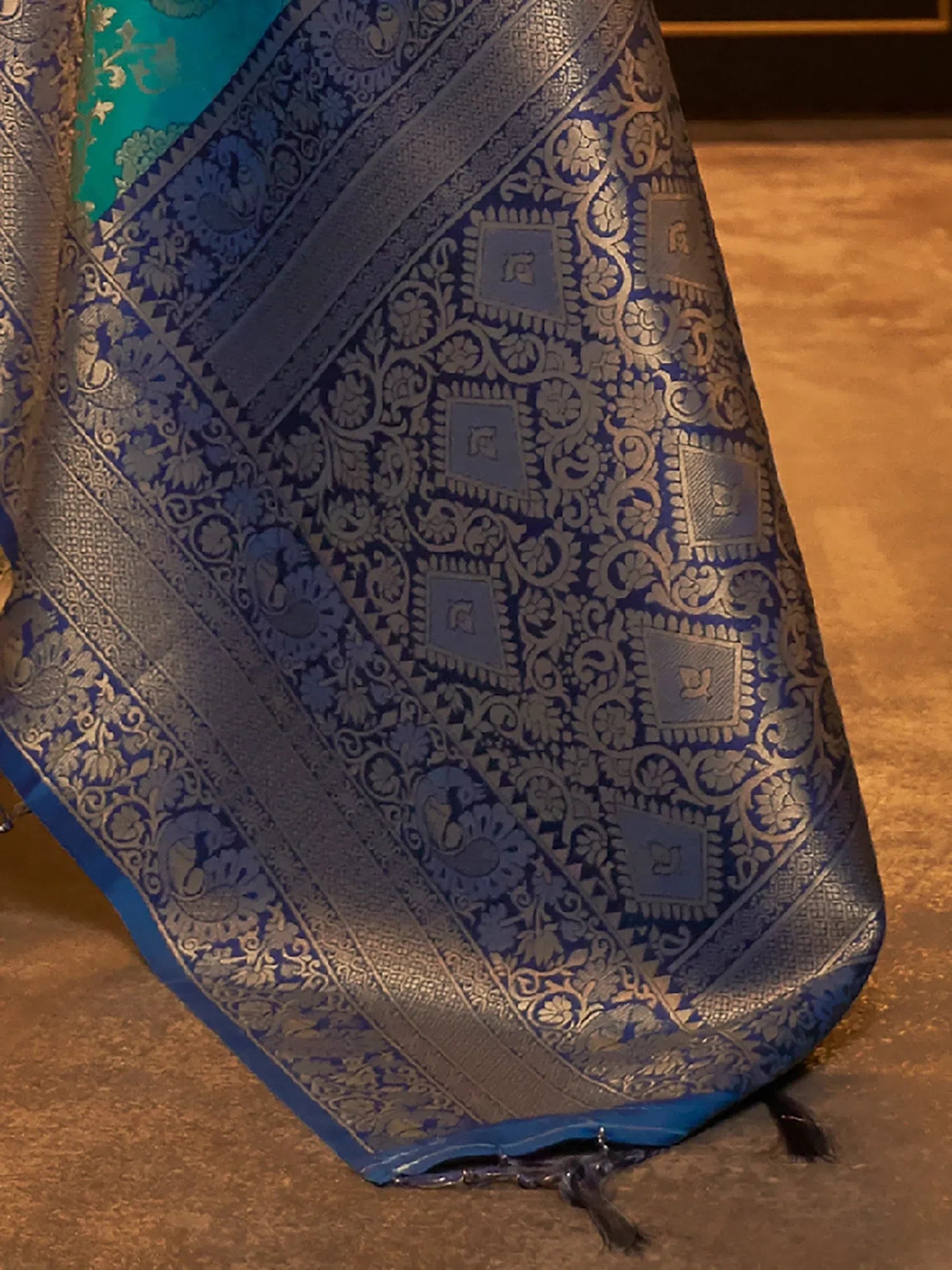 Blue Woven Polyester Saree with Blouse | Indian Sari
