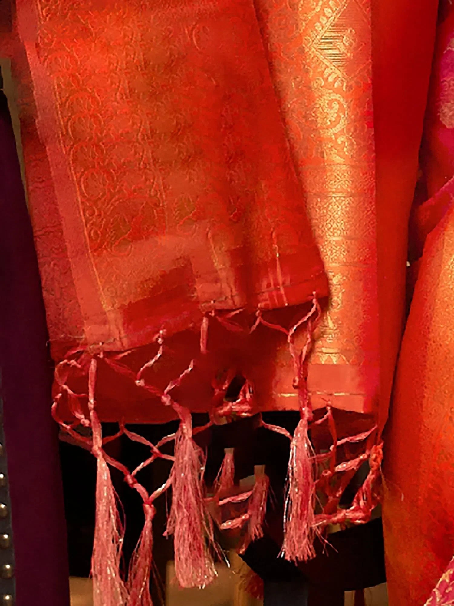 Red Woven Polyester Saree with Blouse - Designer Sarees India