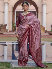 Women's  Blend Mauve Woven Design Designer Saree With Blouse Piece-KASHA2001