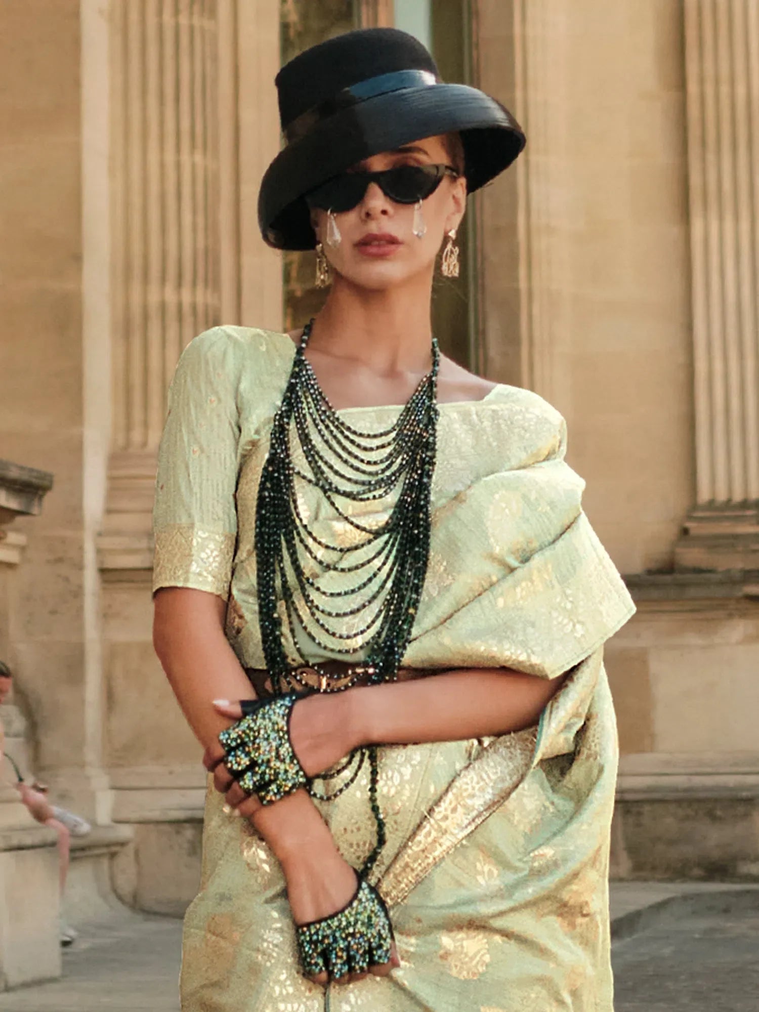 Light Green Designer Saree - Polyester Blend | Indian Sarees
