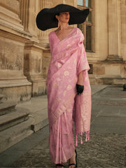 Women's Soft Pink Woven Design Designer Saree With Blouse Piece-KAVLI350001