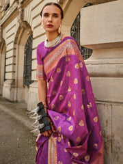Women's Soft  Purple Woven Design Designer Saree With Blouse Piece-KAVLI350005