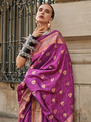 Women's Soft  Purple Woven Design Designer Saree With Blouse Piece-KAVLI350005