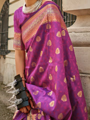 Women's Soft  Purple Woven Design Designer Saree With Blouse Piece-KAVLI350005