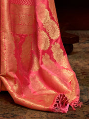 Women's Blend Red Woven Design Designer Saree With Blouse Piece-KAZEL231006
