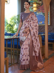 Women's Organza Mauve Woven Design Designer Saree With Blouse Piece-KDVIKA283004