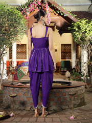 Stylum Women's Violet Solid & Embroidered Rayon A-Line Kurti Dhoti Pant Set (KDVOILROM)