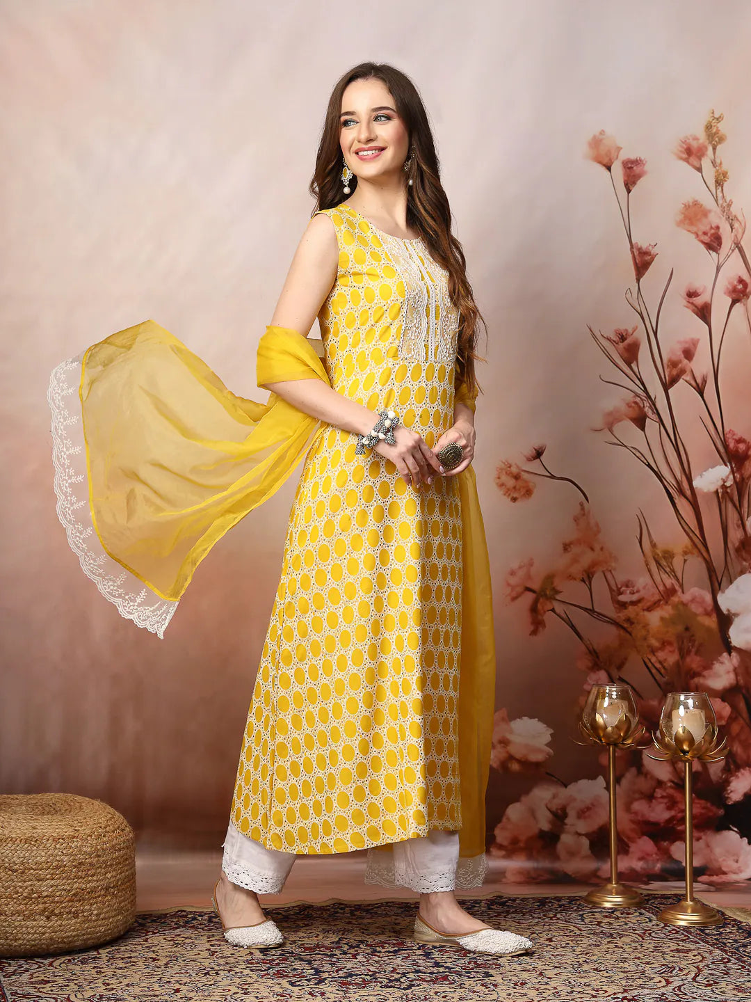 Yellow Printed Kurta Dupatta Set | Indian Kurti for Women