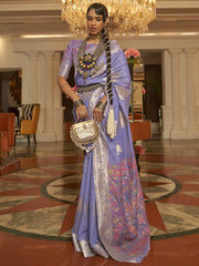 Women's Blend Lavendar Woven Design Designer Saree With Blouse Piece-KERAT272005