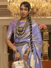 Women's Blend Lavendar Woven Design Designer Saree With Blouse Piece-KERAT272005