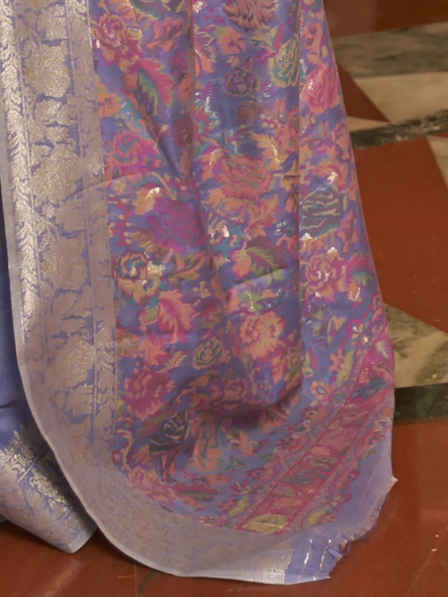 Lavender Polyester Saree with Blouse | Indian Sari