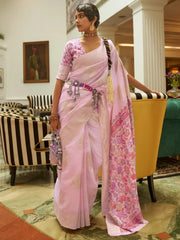 Women's  Blend Mauve Woven Design Designer Saree With Blouse Piece-KERAT272006