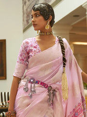 Women's  Blend Mauve Woven Design Designer Saree With Blouse Piece-KERAT272006