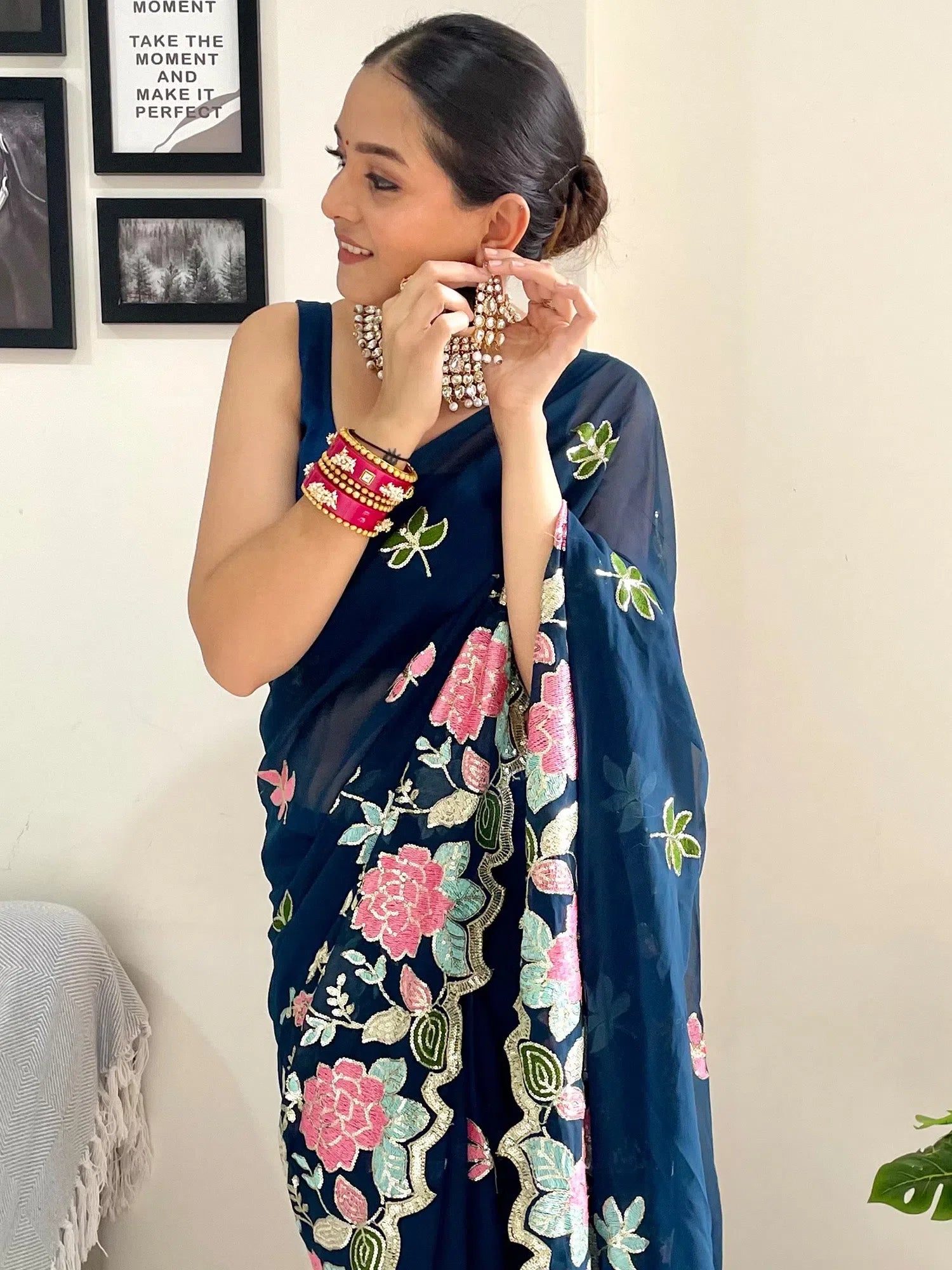 Teal Embellished Saree | Classic Designer Indian Sarees