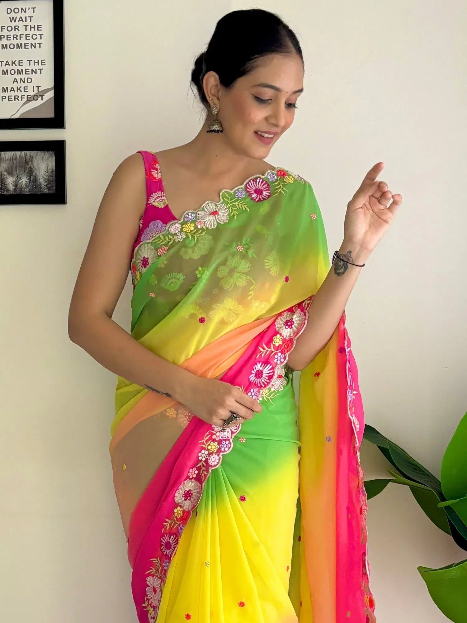 Embellished Polyester Saree - Designer Sarees India