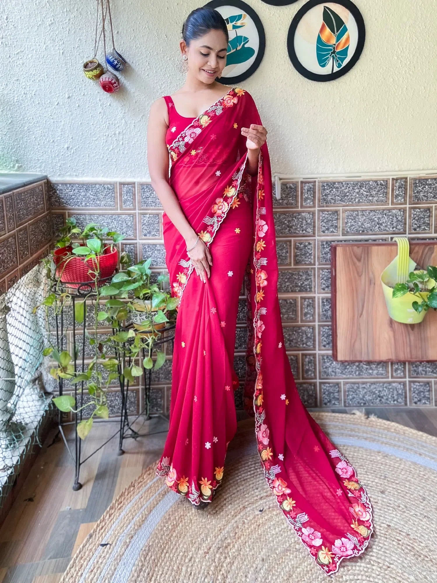 Pink Embroidered Saree | Designer Sarees India