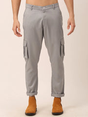 Indian Needle Men's Casual Cotton Grey Cargo Pants