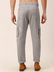Indian Needle Men's Casual Cotton Grey Cargo Pants