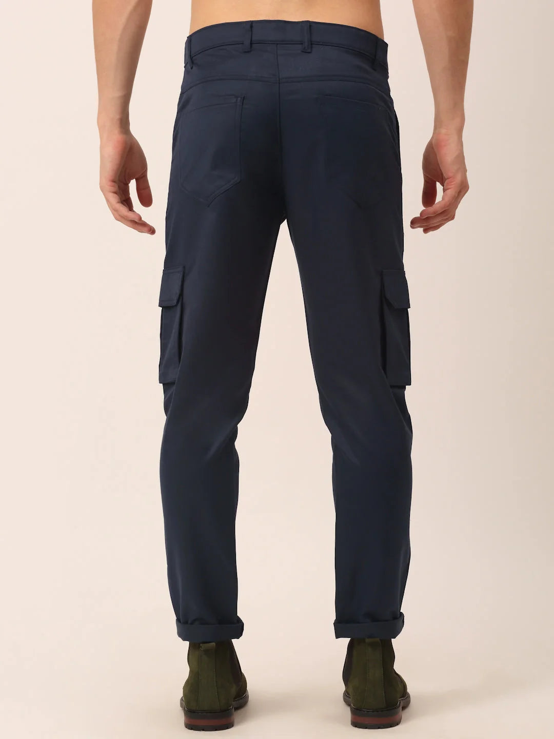 Men's Cotton Cargo Pants - Solid Cotton Cargo Pants for Men