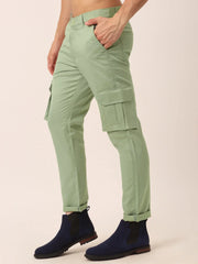 Indian Needle Men's- Casual Cotton Solid Cargo Pants