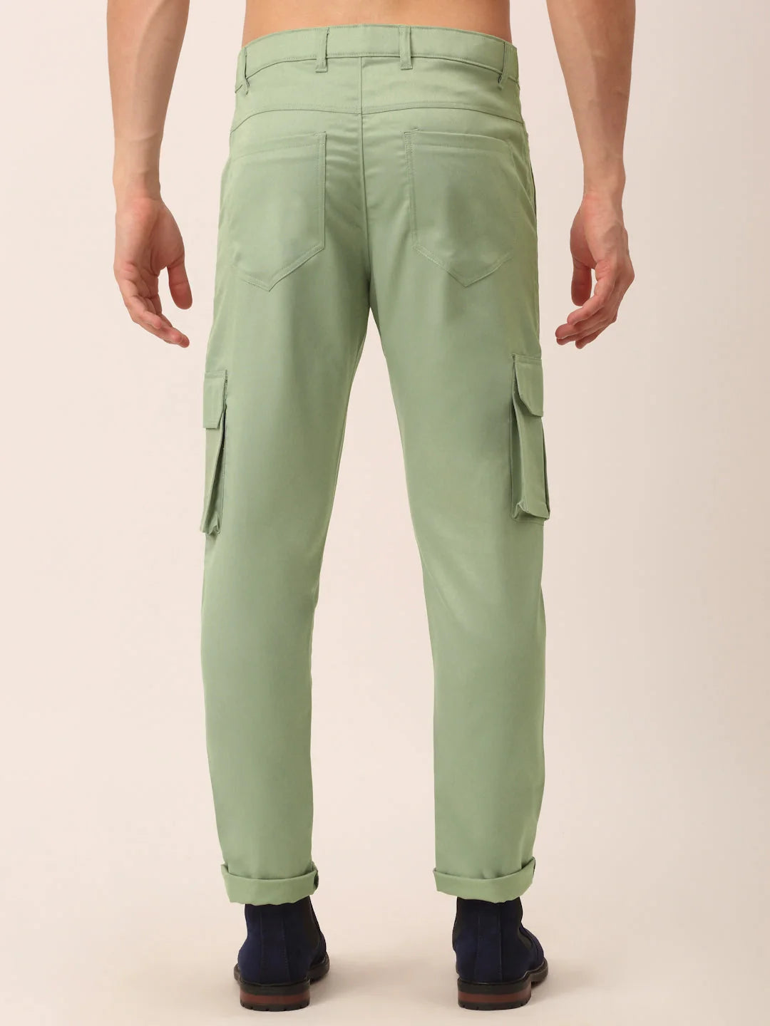 Pista Green Cotton Cargo Pants - Casual Cotton Pants for Men