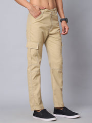 DesiQlo Men's Casual Cotton Blend Solid Cargo Pants ( KGP 156Beige )