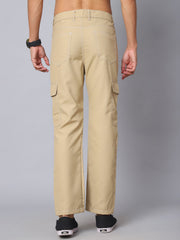 DesiQlo Men's Casual Cotton Blend Solid Cargo Pants ( KGP 156Beige )